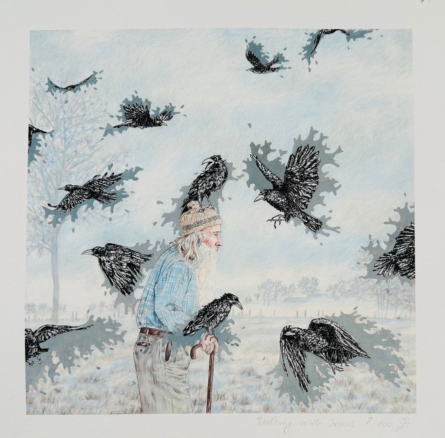 Druck Walking with Crows