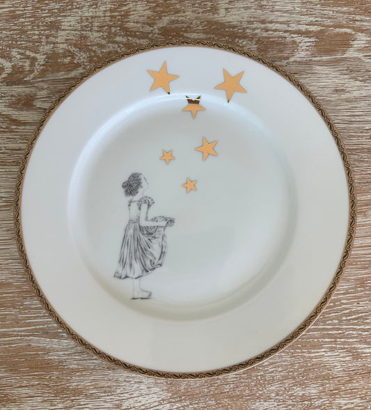 Teller Sternentaler klein mit Goldrand