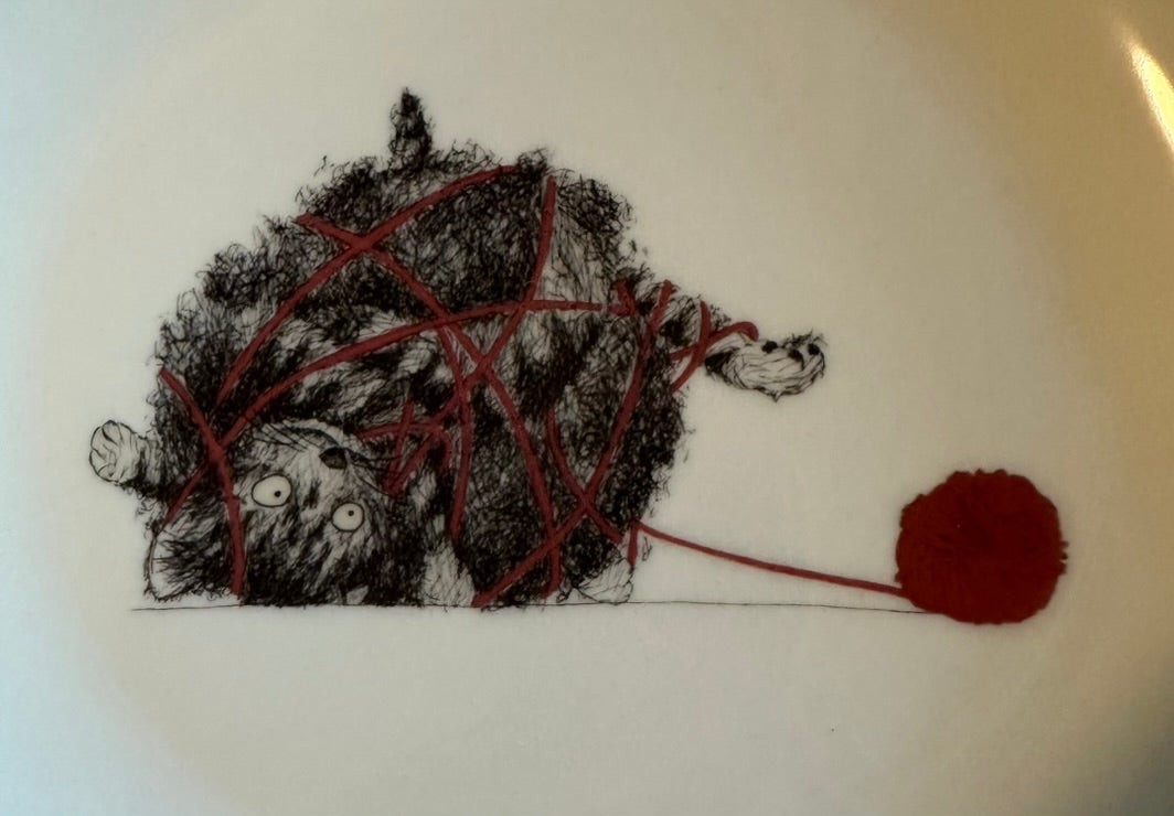 Vintage Teller Katzenknäuel