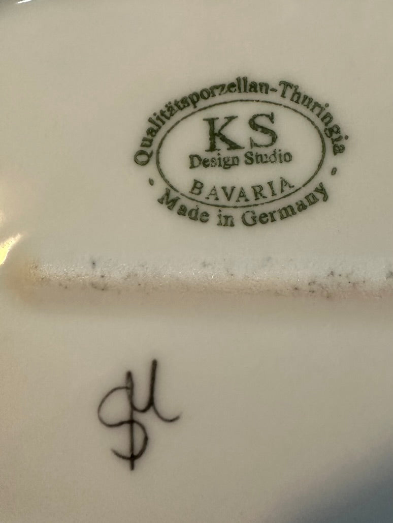 Vintage Platte Bär mit Fisch