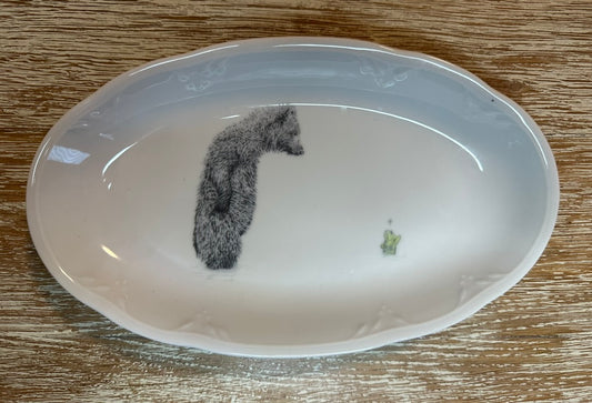 Vintage Platte Bär mit Fisch