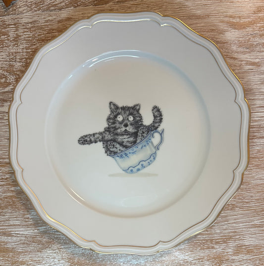 Vintage Teller Katze in Tasse gross